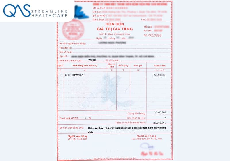 hóa đơn thanh toán viện phí